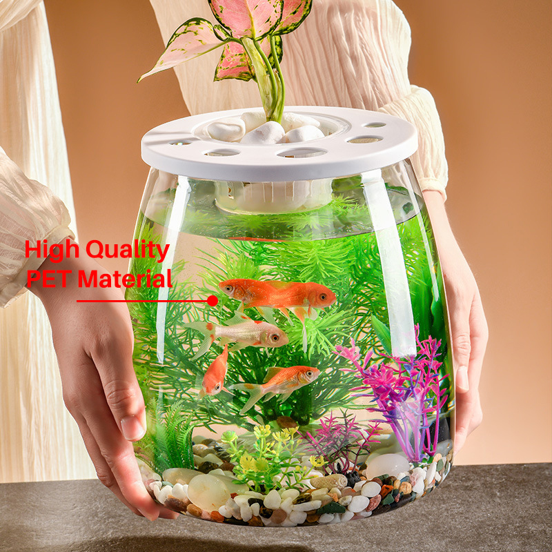 Shatterproof PET Nano Fish Tank with Plants On Top Cleaning Transparent Turtle Tank Aquarium  第4张
