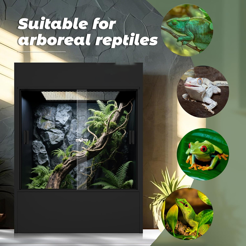 Tall Black Aluminum Frame PVC Terrarium Vertical Vivarium With Tall Black Aluminum Frame PVC Terrarium Vertical Vivarium With