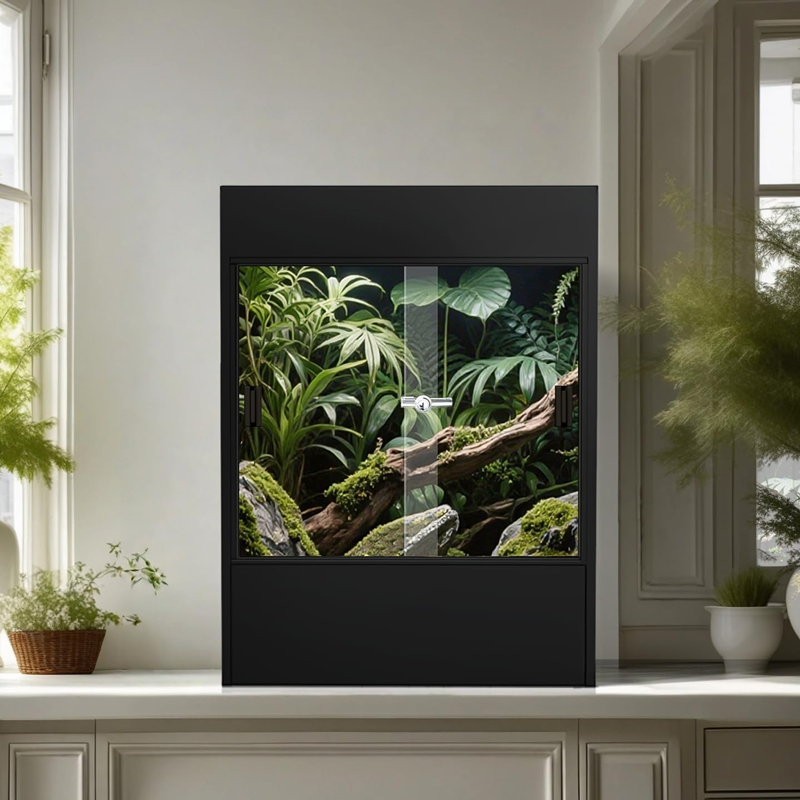 Tall Black Aluminum Frame PVC Terrarium Vertical Vivarium With Tall Black Aluminum Frame PVC Terrarium Vertical Vivarium With