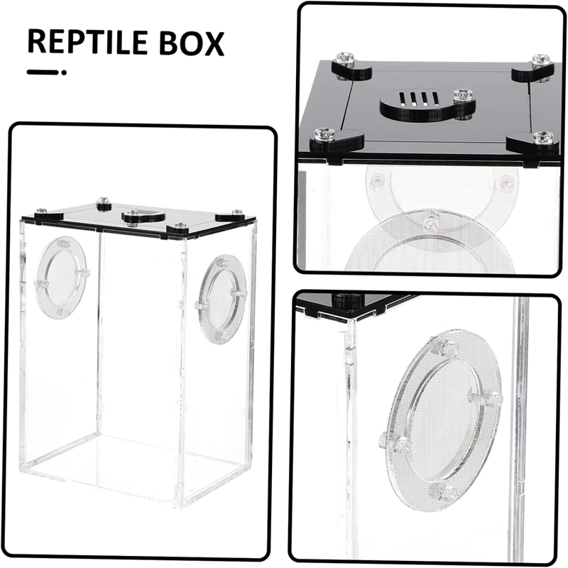 Transparent Acrylic Reptile Terrarium - Double Ventilation Screen Top Enclosure for Lizards Spiders Frogs Corn Snakes 第5张-Jorbangpet