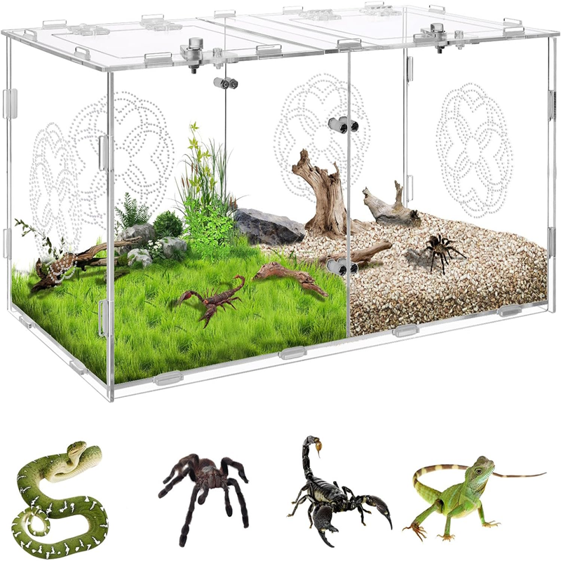 Large Acrylic Reptile Terrarium Tank Multi-Habitat Eco-Scape Enclosure for Lizards, Snakes & Spiders 第5张-Jorbangpet