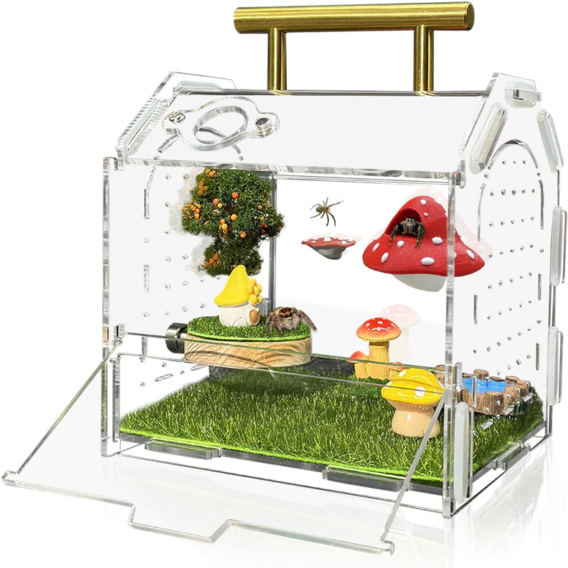 Acrylic Jumping Spider Tarantula Enclosure Insect Terrarium with Handle and Magnetic Door for Reptiles, Amphibians and Spiders 第5张-Jorbangpet