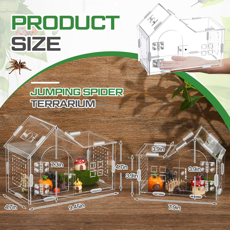 Small House Acrylic Reptile Terrarium with Lockable Arch Door 第5张-Jorbangpet
