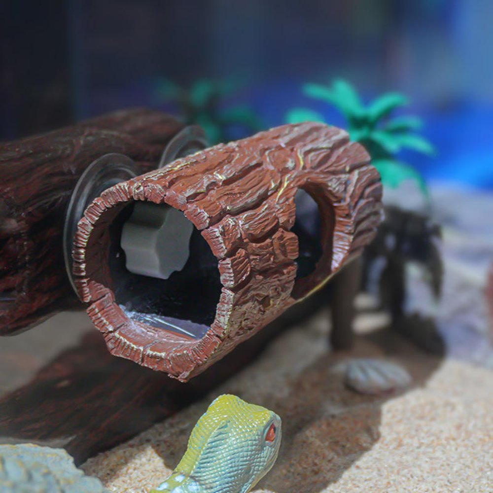 Reptile Hideout Cave - Bark Textured Resin Hideaway with Suction Cups for Lizards Hamsters Small Pets 第5张-Jorbangpet