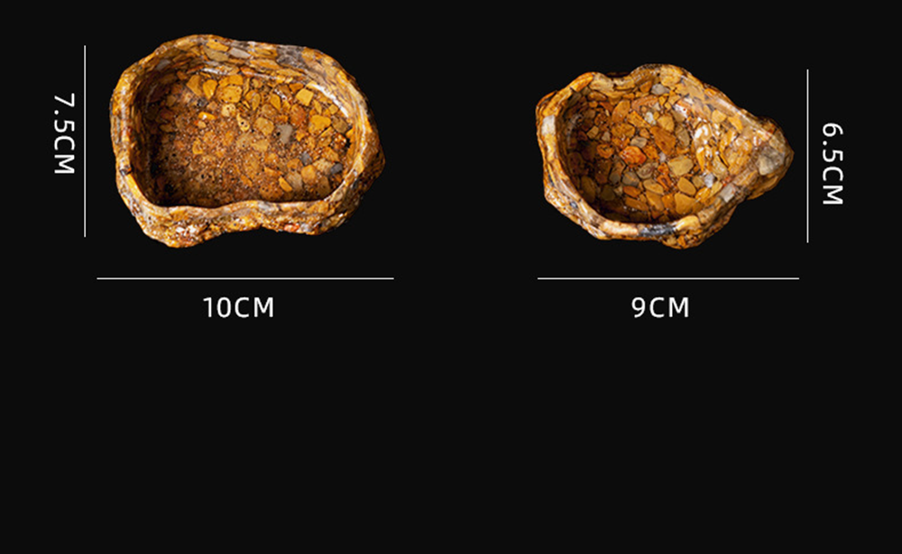 Escape-Proof Reptile Food Water Dish - Natural Stone Texture  Ceramic Feeding Bowl for Geckos Bearded Dragons Hamsters  第4张