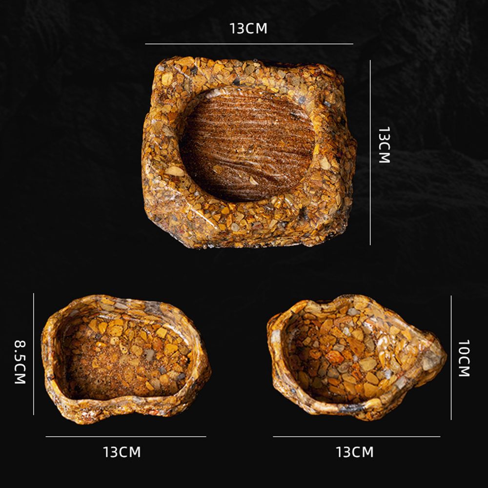 Escape-Proof Reptile Food Water Dish - Natural Stone Texture Ceramic Feeding Bowl for Geckos Bearded Dragons Hamsters 第5张-Jorbangpet